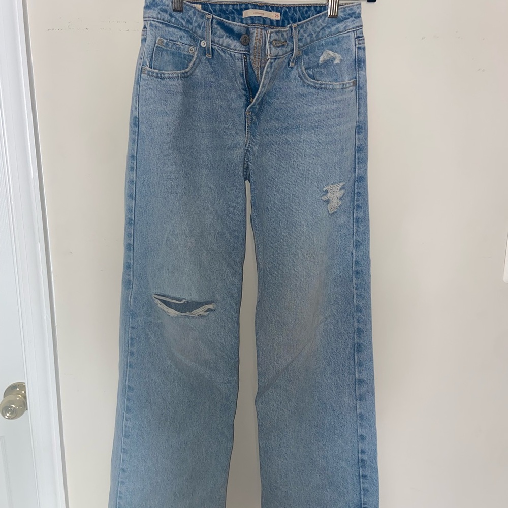 Levi's Light Blue Distressed Women's Wide Leg Jeans